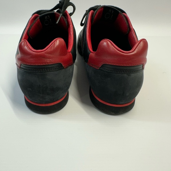 Gucci Black/Red Leather and Mesh Vintage Tennis Sneakers - Picture 6 of 9
